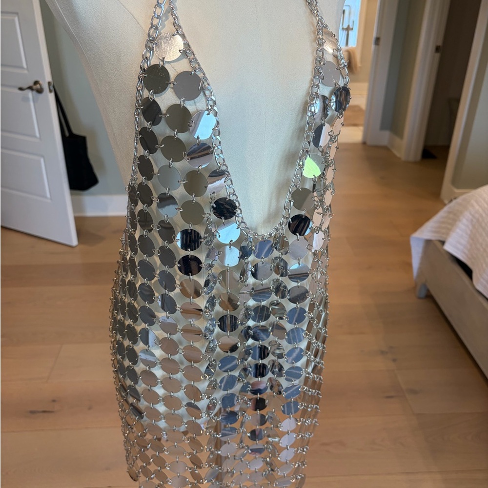 Silver Sequin Chain Dress